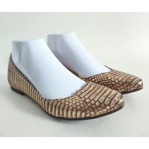 FRYE Carson Metallic Gold Snakeskin Embossed Leather Ballet Flats Womens Size 7